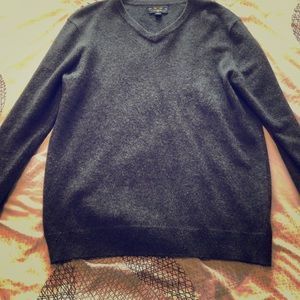 Charcoal cashmere v neck sweater